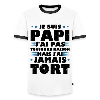 Je suis papi, j ai jamais tort - T-shirt contrasté Homme - blanc/noir - Devant - AI Model Female 172 light (172cm) & AI Model Male 178 dark (178cm)