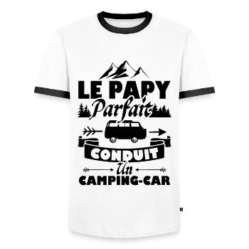 Le papy parfait conduit un Camping-car - T-shirt contrasté Homme - blanc/noir - Devant - AI Model Female 172 light (172cm) & AI Model Male 178 dark (178cm)