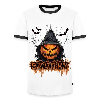 Citrouille effrayante - T-shirt contrasté Homme - blanc/noir - Devant - AI Model Female 172 light (172cm) & AI Model Male 178 dark (178cm)