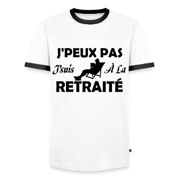 J peux Pas j suis à la retraité - T-shirt contrasté Homme - blanc/noir - Devant - AI Model Female 172 light (172cm) & AI Model Male 178 dark (178cm)