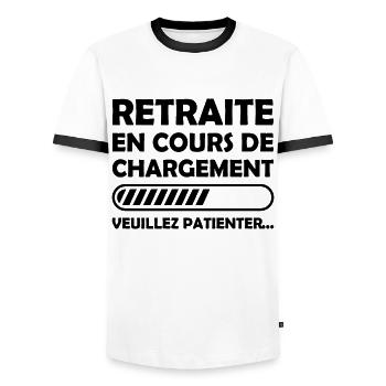 Retraite en cours de chargement - T-shirt contrasté Homme - blanc/noir - Devant - AI Model Female 172 light (172cm) & AI Model Male 178 dark (178cm)