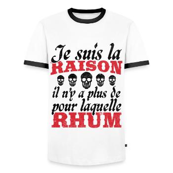 Cadeau Humour Pirates Rhum - T-shirt contrasté Homme - blanc/noir - Devant - AI Model Female 172 light (172cm) & AI Model Male 178 dark (178cm)