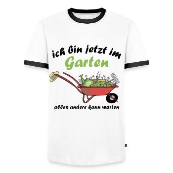Ich Bin jetzt Im Garten Alles Andere Kann Warten - Männer Kontrast-T-Shirt - Weiß/Schwarz - Vorne - AI Model Female 172 light (172cm) & AI Model Male 178 dark (178cm)