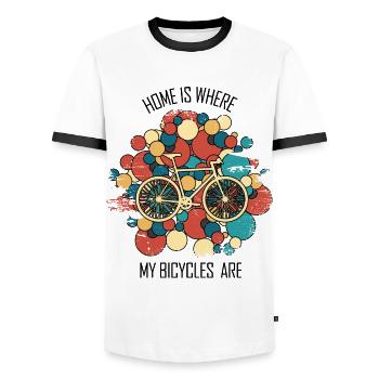 Bicycle Repair Bicycle Mechanic Bicycle Mechanic - Men's Ringer Shirt - white/black - Front - AI Model Female 172 light (172cm) & AI Model Male 178 dark (178cm)