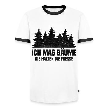 Ich Mag Bäume Die Halten Die Fresse - Männer Kontrast-T-Shirt - Weiß/Schwarz - Vorne - AI Model Female 172 light (172cm) & AI Model Male 178 dark (178cm)