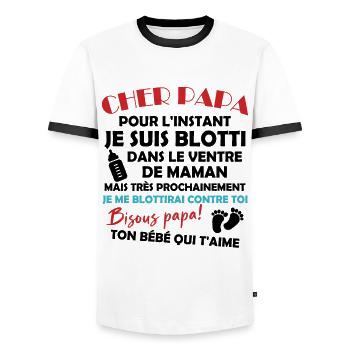 Cher papa - T-shirt contrasté Homme - blanc/noir - Devant - AI Model Female 172 light (172cm) & AI Model Male 178 dark (178cm)