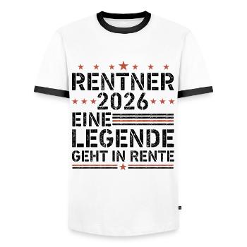 Rentner 2026 eine legende geht in rente - Männer Kontrast-T-Shirt - Weiß/Schwarz - Vorne - AI Model Female 172 light (172cm) & AI Model Male 178 dark (178cm)