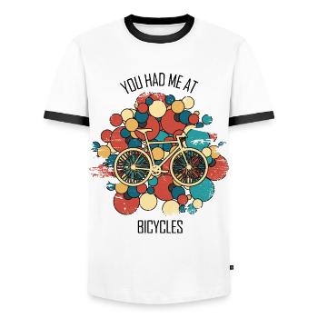Fahrradwerkstatt Fahrradmonteurin Fahrrad - Männer Kontrast-T-Shirt - Weiß/Schwarz - Vorne - AI Model Female 172 light (172cm) & AI Model Male 178 dark (178cm)