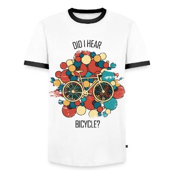 Bicycle Repair Bicycle Mechanic Bicycle Mechanic - Men's Ringer Shirt - white/black - Front - AI Model Female 172 light (172cm) & AI Model Male 178 dark (178cm)