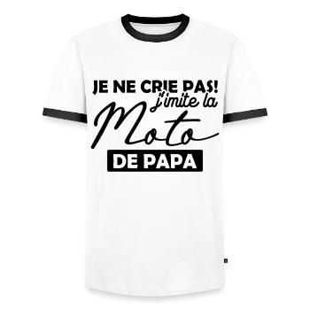 Je ne crie pas j imite la moto de papa - T-shirt contrasté Homme - blanc/noir - Devant - AI Model Female 172 light (172cm) & AI Model Male 178 dark (178cm)
