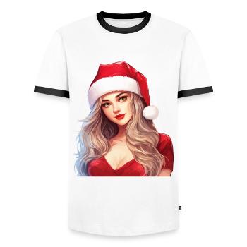 Sexy Weihnachtsfrau Weihnachten Ugly Christmas - Männer Kontrast-T-Shirt - Weiß/Schwarz - Vorne - AI Model Female 172 light (172cm) & AI Model Male 178 dark (178cm)