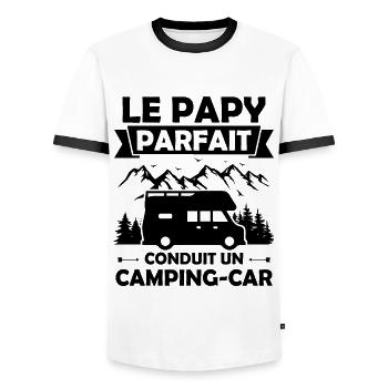 Le papy parfait conduit un camping car - T-shirt contrasté Homme - blanc/noir - Devant - AI Model Female 172 light (172cm) & AI Model Male 178 dark (178cm)