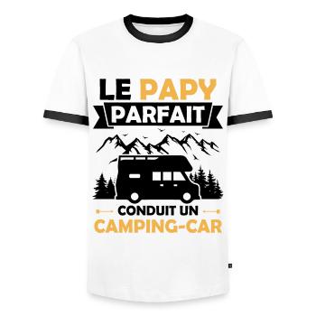 Le papy parfait conduit un camping car - T-shirt contrasté Homme - blanc/noir - Devant - AI Model Female 172 light (172cm) & AI Model Male 178 dark (178cm)