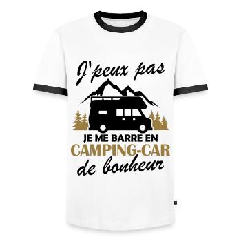 Je me barre en camping-car Humour Cadeau - T-shirt contrasté Homme - blanc/noir - Devant - AI Model Female 172 light (172cm) & AI Model Male 178 dark (178cm)