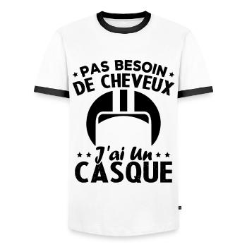 Pas Besoin De Cheveux J ai Un Casque - T-shirt contrasté Homme - blanc/noir - Devant - AI Model Female 172 light (172cm) & AI Model Male 178 dark (178cm)