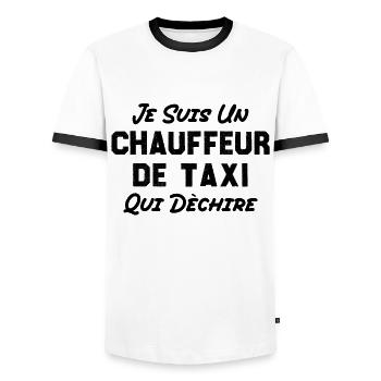 Je suis un Chauffeur de taxi qui déchire - T-shirt contrasté Homme - blanc/noir - Devant - AI Model Female 172 light (172cm) & AI Model Male 178 dark (178cm)