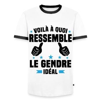 Voilà à quoi ressemble le gendre idéal - T-shirt contrasté Homme - blanc/noir - Devant - AI Model Female 172 light (172cm) & AI Model Male 178 dark (178cm)