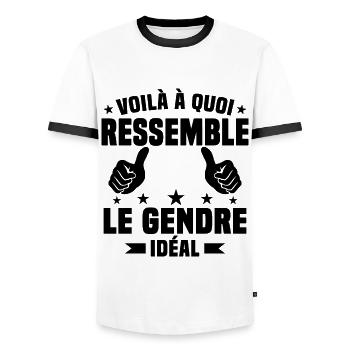 Voilà à quoi ressemble le gendre idéal - T-shirt contrasté Homme - blanc/noir - Devant - AI Model Female 172 light (172cm) & AI Model Male 178 dark (178cm)