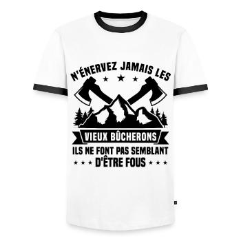 Bucheron Travail Du Bois Bûcheron Humour Cadeau - T-shirt contrasté Homme - blanc/noir - Devant - AI Model Female 172 light (172cm) & AI Model Male 178 dark (178cm)