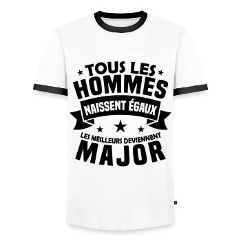 Les meilleurs deviennent major - T-shirt contrasté Homme - blanc/noir - Devant - AI Model Female 172 light (172cm) & AI Model Male 178 dark (178cm)