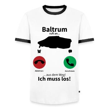 Baltrum Anruf Telefon Nordsee Insel Urlaub Reise - Männer Kontrast-T-Shirt - Weiß/Schwarz - Vorne - AI Model Female 172 light (172cm) & AI Model Male 178 dark (178cm)