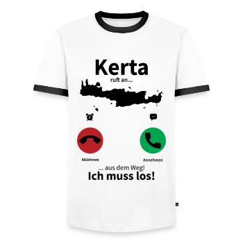Griechenland Kreta ruft an lustiges Geschenk - Männer Kontrast-T-Shirt - Weiß/Schwarz - Vorne - AI Model Female 172 light (172cm) & AI Model Male 178 dark (178cm)