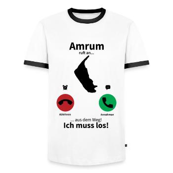 Amrum ruft an... - Männer Kontrast-T-Shirt - Weiß/Schwarz - Vorne - AI Model Female 172 light (172cm) & AI Model Male 178 dark (178cm)