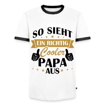 So sieht ein richtig cooler papa aus - Männer Kontrast-T-Shirt - Weiß/Schwarz - Vorne - AI Model Female 172 light (172cm) & AI Model Male 178 dark (178cm)