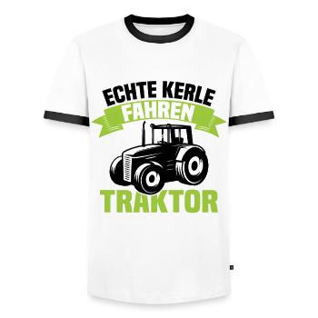 Echte Kerle fahren Traktor - Männer Kontrast-T-Shirt - Weiß/Schwarz - Vorne - AI Model Female 172 light (172cm) & AI Model Male 178 dark (178cm)