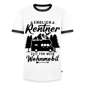 Endlich rentner zeit für mein wohnmobil - Männer Kontrast-T-Shirt - Weiß/Schwarz - Vorne - AI Model Female 172 light (172cm) & AI Model Male 178 dark (178cm)