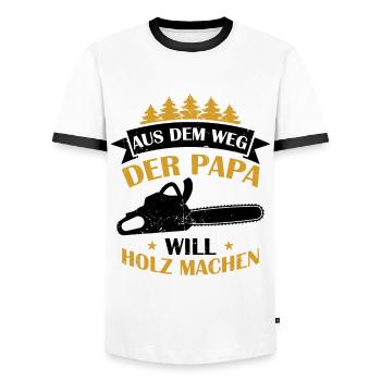 Aus Dem Weg Der Papa Will Holz Machen Förster Wald - Männer Kontrast-T-Shirt - Weiß/Schwarz - Vorne - AI Model Female 172 light (172cm) & AI Model Male 178 dark (178cm)