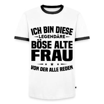 Ich bin diese legendäre böse alte - Männer Kontrast-T-Shirt - Weiß/Schwarz - Vorne - AI Model Female 172 light (172cm) & AI Model Male 178 dark (178cm)