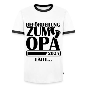 Beförderung zum Opa 2025 - Männer Kontrast-T-Shirt - Weiß/Schwarz - Vorne - AI Model Female 172 light (172cm) & AI Model Male 178 dark (178cm)