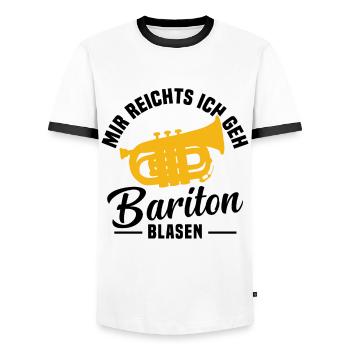 Mir reichts ich geh Bariton blasen - Männer Kontrast-T-Shirt - Weiß/Schwarz - Vorne - AI Model Female 172 light (172cm) & AI Model Male 178 dark (178cm)