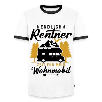 Endlich rentner zeit für mein wohnmobil - Männer Kontrast-T-Shirt - Weiß/Schwarz - Vorne - AI Model Female 172 light (172cm) & AI Model Male 178 dark (178cm)