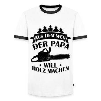 Aus Dem Weg Der Papa Will Holz Machen Förster Wald - Männer Kontrast-T-Shirt - Weiß/Schwarz - Vorne - AI Model Female 172 light (172cm) & AI Model Male 178 dark (178cm)
