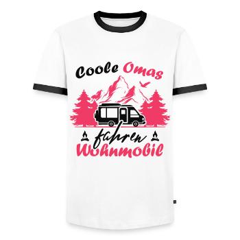Camping Rentner Coole Omas fahren Wohnmobil - Männer Kontrast-T-Shirt - Weiß/Schwarz - Vorne - AI Model Female 172 light (172cm) & AI Model Male 178 dark (178cm)