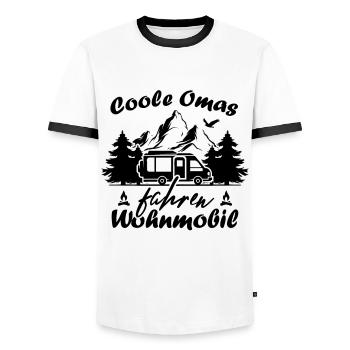 Camping Rentner Coole Omas fahren Wohnmobil - Männer Kontrast-T-Shirt - Weiß/Schwarz - Vorne - AI Model Female 172 light (172cm) & AI Model Male 178 dark (178cm)