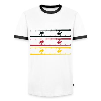 angelrute mit deutschlandflagge - Männer Kontrast-T-Shirt - Weiß/Schwarz - Vorne - AI Model Female 172 light (172cm) & AI Model Male 178 dark (178cm)
