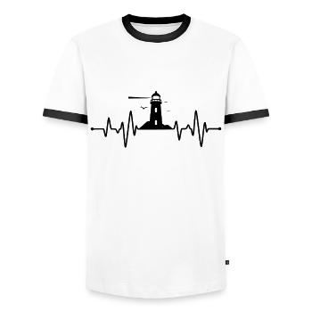 Lighthouse Heartbeat - Men's Ringer Shirt - white/black - Front - AI Model Female 172 light (172cm) & AI Model Male 178 dark (178cm)