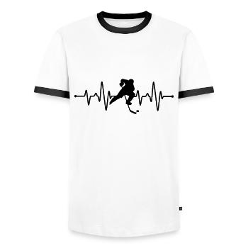 Eishockey Herzschlag - Männer Kontrast-T-Shirt - Weiß/Schwarz - Vorne - AI Model Female 172 light (172cm) & AI Model Male 178 dark (178cm)