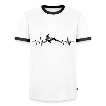 Mountain Bike Heartbeat - Men's Ringer Shirt - white/black - Front - AI Model Female 172 light (172cm) & AI Model Male 178 dark (178cm)
