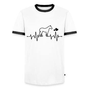Herzschlag Pferde - Männer Kontrast-T-Shirt - Weiß/Schwarz - Vorne - AI Model Female 172 light (172cm) & AI Model Male 178 dark (178cm)
