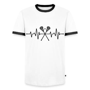 Lacrosse Heartbeat - Men's Ringer Shirt - white/black - Front - AI Model Female 172 light (172cm) & AI Model Male 178 dark (178cm)