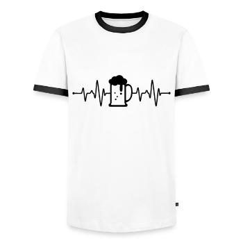 Beer Heartbeat - Men's Ringer Shirt - white/black - Front - AI Model Female 172 light (172cm) & AI Model Male 178 dark (178cm)