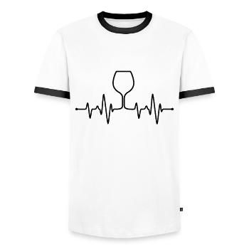Wein Herzschlag - Männer Kontrast-T-Shirt - Weiß/Schwarz - Vorne - AI Model Female 172 light (172cm) & AI Model Male 178 dark (178cm)