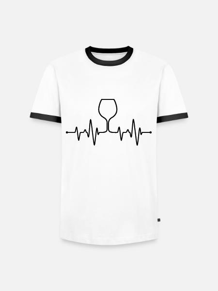 Wein Herzschlag - Männer Kontrast-T-Shirt - Weiß/Schwarz