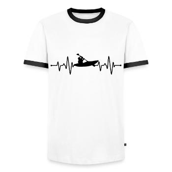 Kajak Herzschlag - Männer Kontrast-T-Shirt - Weiß/Schwarz - Vorne - AI Model Female 172 light (172cm) & AI Model Male 178 dark (178cm)