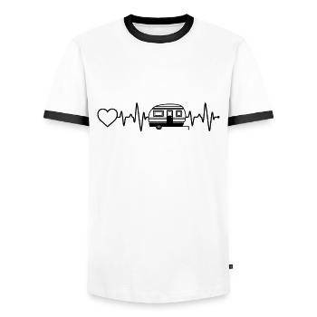 Battement de cœur du camping - T-shirt contrasté Homme - blanc/noir - Devant - AI Model Female 172 light (172cm) & AI Model Male 178 dark (178cm)