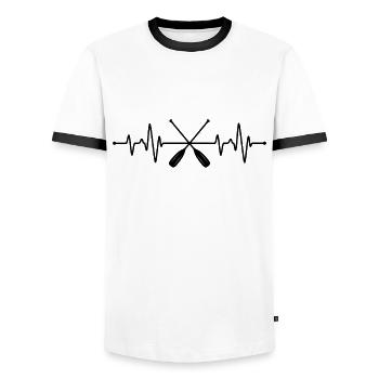 Kajak Herzschlag - Männer Kontrast-T-Shirt - Weiß/Schwarz - Vorne - AI Model Female 172 light (172cm) & AI Model Male 178 dark (178cm)